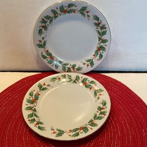 Vintage 1980s China Pearl Fine China, Noel Pattern, 2 Sandwich/Cake Plates